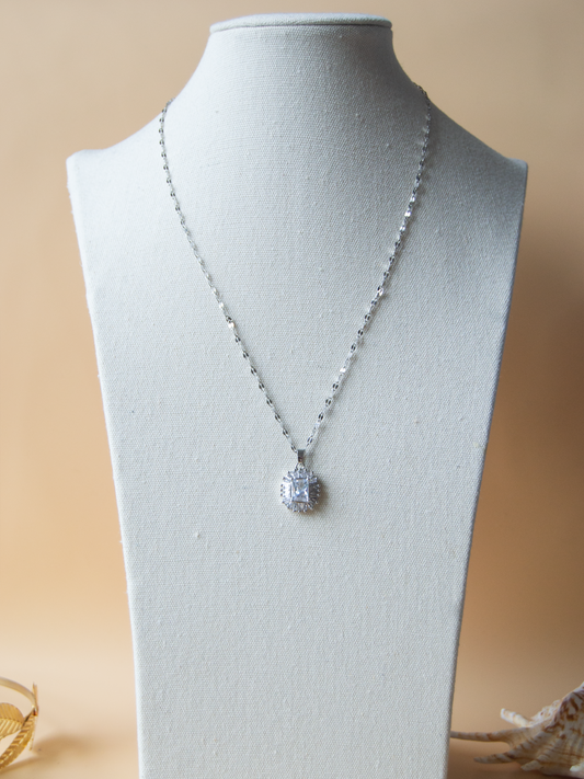 White Sapphire Necklace Silver